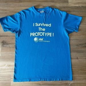 Vintage AT&T I Survived The Prototype Graphic Tee Shirt Blue XL Single Stitch